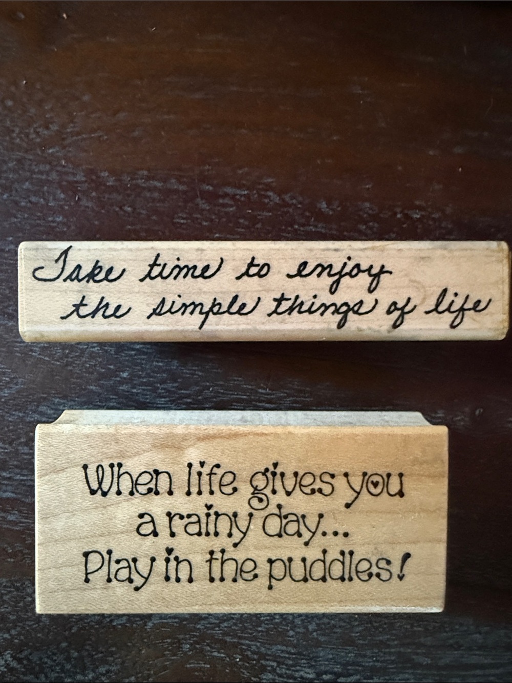 Wooden Sentiment Stamp Set - Natural Wood